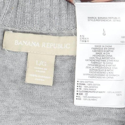 Banana Republic Women's Grey Cotton Roll Neck Cardigan Size L