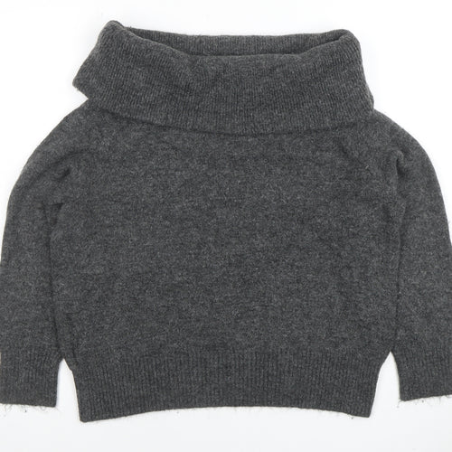 H&M Women Grey Cowl Neck Long Sleeve Jumper Size S Wool Blend Knit