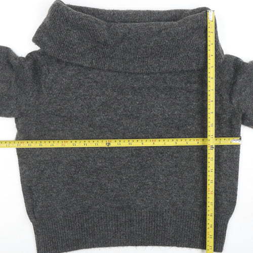 H&M Women Grey Cowl Neck Long Sleeve Jumper Size S Wool Blend Knit