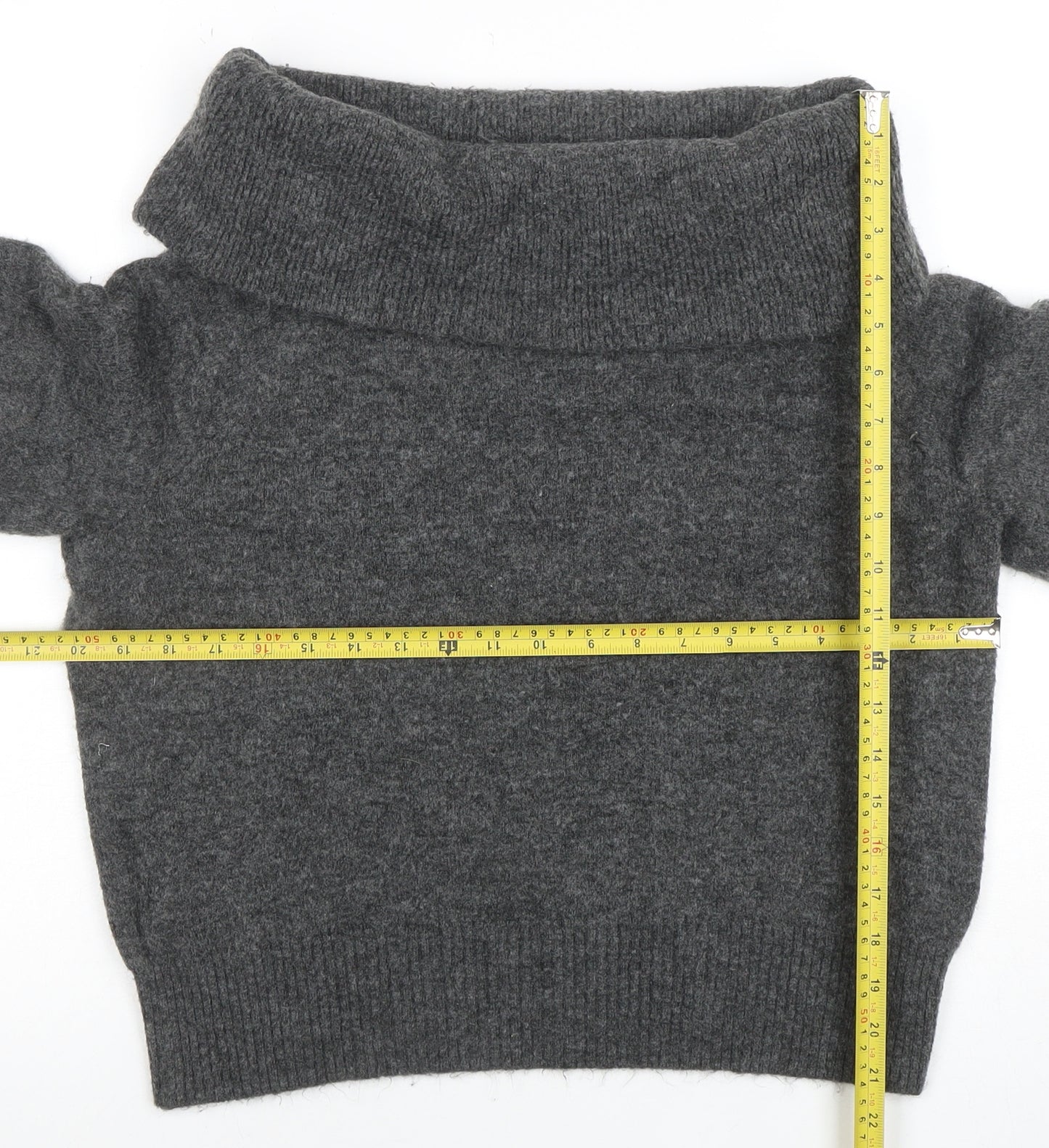 H&M Women Grey Cowl Neck Long Sleeve Jumper Size S Wool Blend Knit