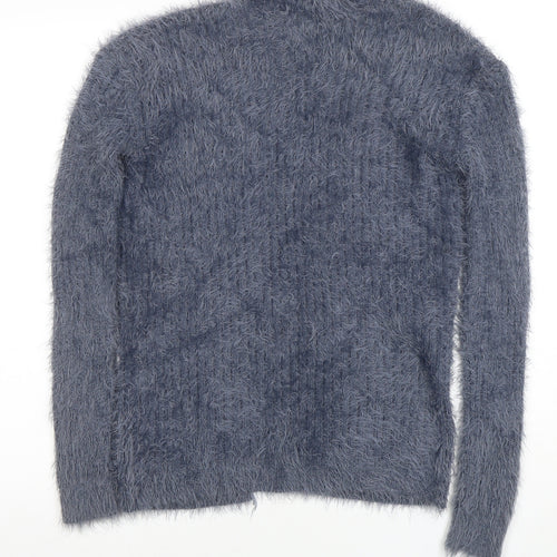 Select Womens Grey Furry Knit Open Cardigan Size 10