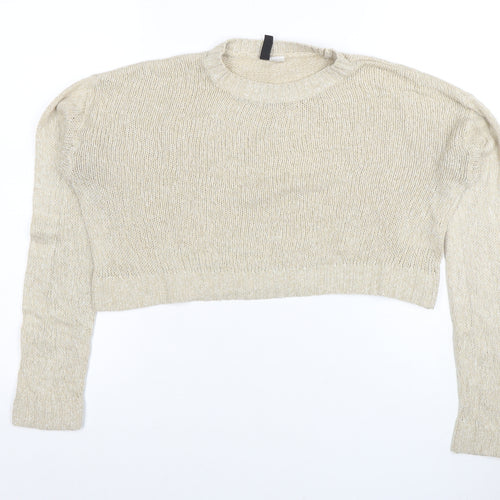 H&M Divided Women Beige Knit Pullover Jumper Size S Acrylic Long Sleeve