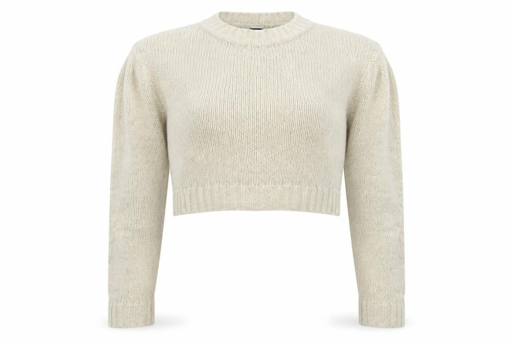 Front view of H&M Divided Women Beige Knit jumper, size S, Acrylic Long Sleeve