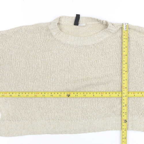 H&M Divided Women Beige Knit Pullover Jumper Size S Acrylic Long Sleeve