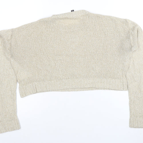 H&M Divided Women Beige Knit Pullover Jumper Size S Acrylic Long Sleeve