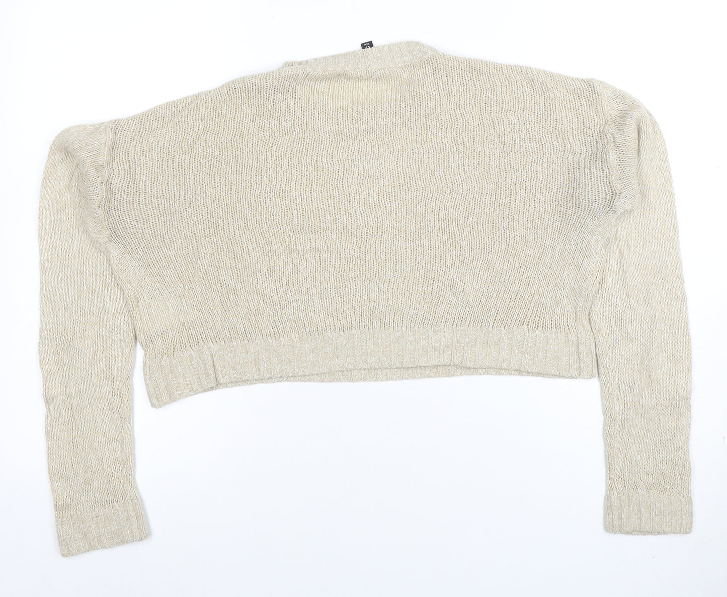 H&M Divided Women Beige Knit Pullover Jumper Size S Acrylic Long Sleeve