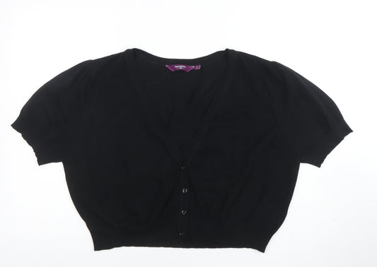 Inspire Women's Black Plus Size 24 Short Sleeve V-Neck Cardigan