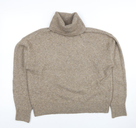 H&M Women Beige Wool Blend Roll Neck Jumper Size S