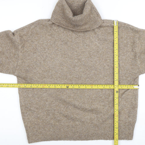 H&M Women Beige Wool Blend Roll Neck Jumper Size S