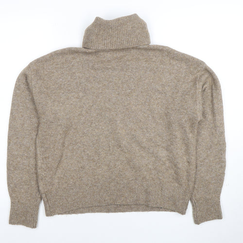 H&M Women Beige Wool Blend Roll Neck Jumper Size S