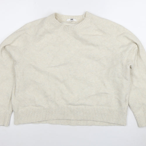 Uniqlo Women Ivory Wool Blend Crew Neck Pullover Jumper XL