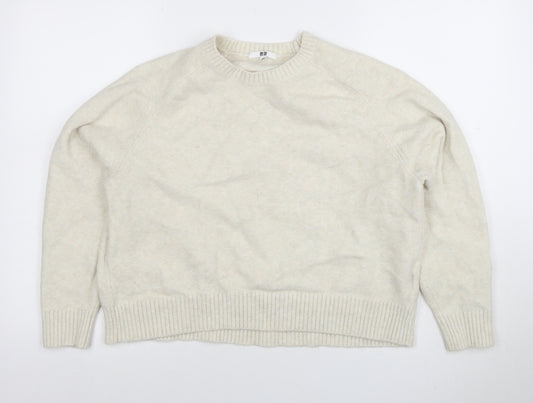 Uniqlo Women Ivory Wool Blend Crew Neck Pullover Jumper XL