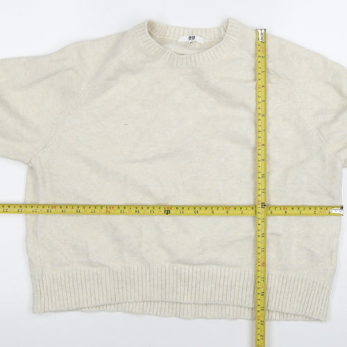 Uniqlo Women Ivory Wool Blend Crew Neck Pullover Jumper XL