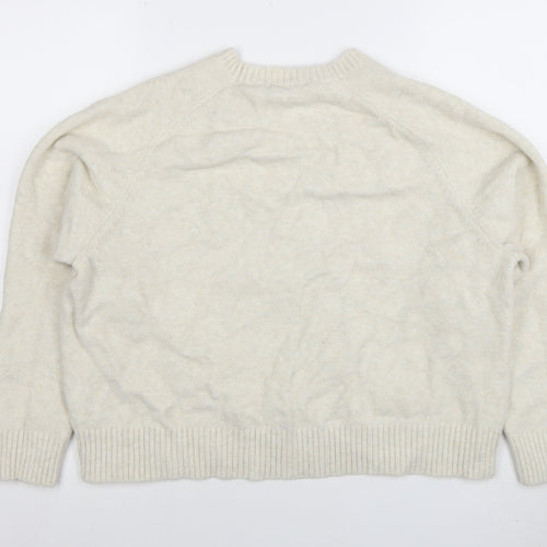 Uniqlo Women Ivory Wool Blend Crew Neck Pullover Jumper XL