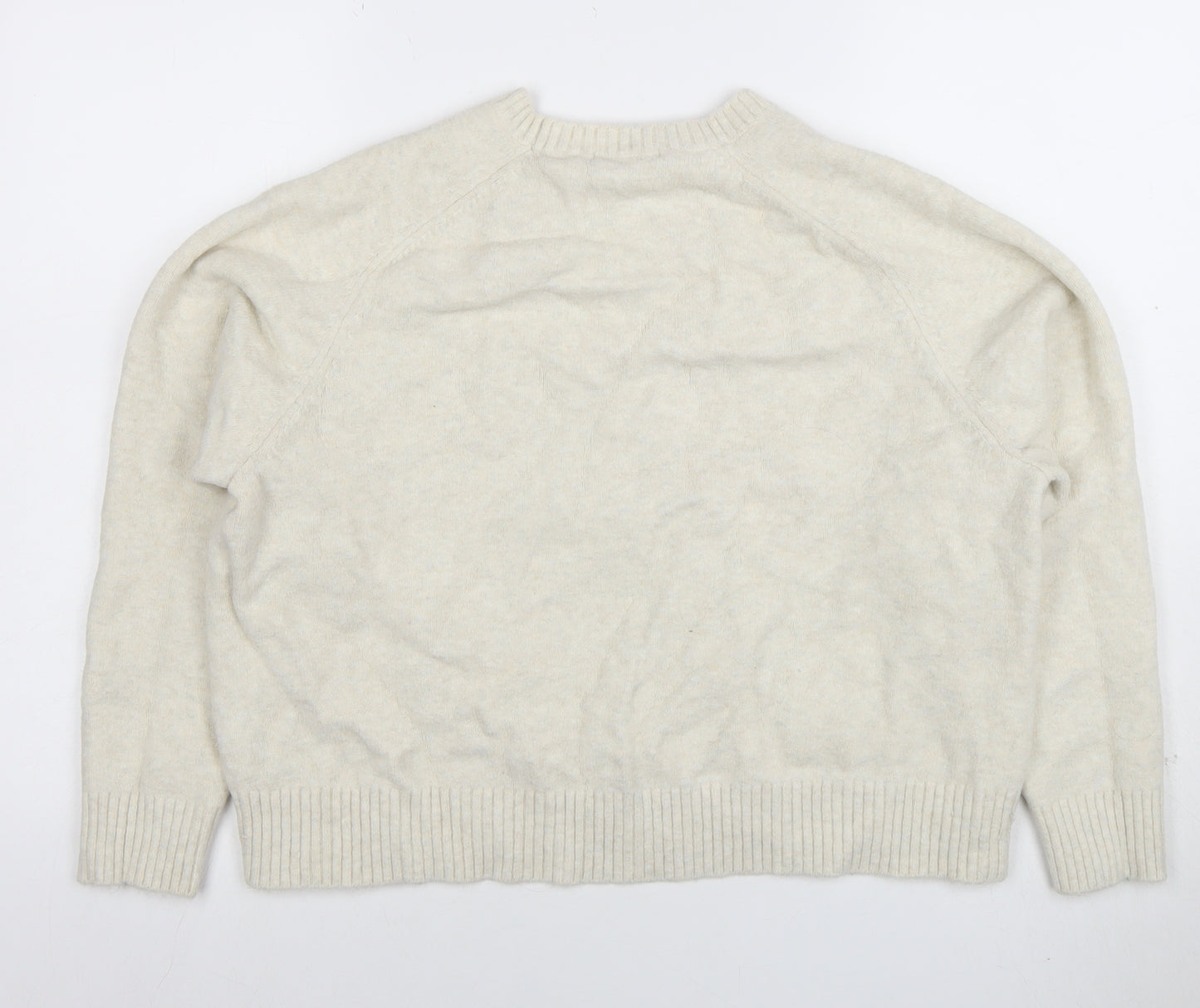 Uniqlo Women Ivory Wool Blend Crew Neck Pullover Jumper XL