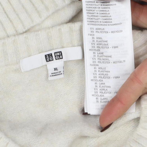 Uniqlo Women Ivory Wool Blend Crew Neck Pullover Jumper XL