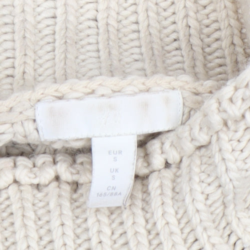 H&M Womens Beige Roll Neck Chunky Knit Jumper Size S