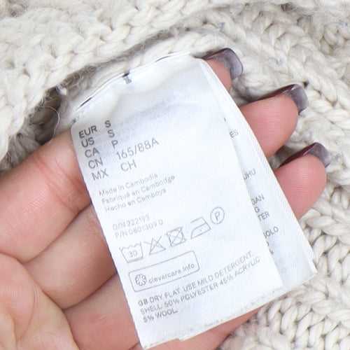 H&M Womens Beige Roll Neck Chunky Knit Jumper Size S