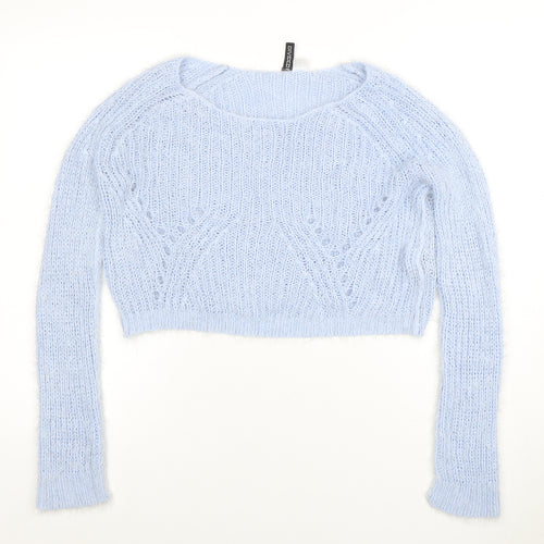 H&M Divided Women's Blue Open-Knit Pullover Jumper Size S
