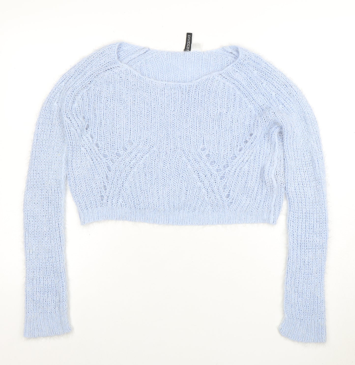 H&M Divided Women's Blue Open-Knit Pullover Jumper Size S