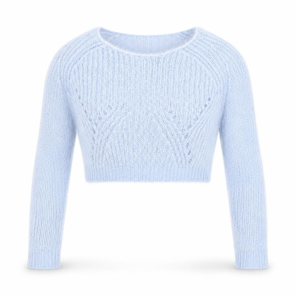 Front view of H&M Divided Women's Blue Open-Knit jumper, size S