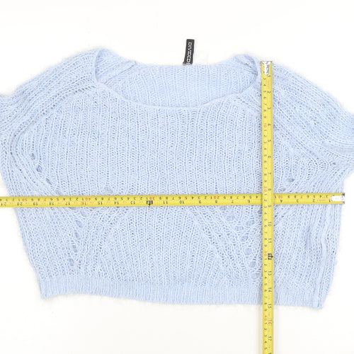 H&M Divided Women's Blue Open-Knit Pullover Jumper Size S