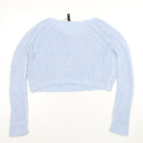 H&M Divided Women's Blue Open-Knit Pullover Jumper Size S