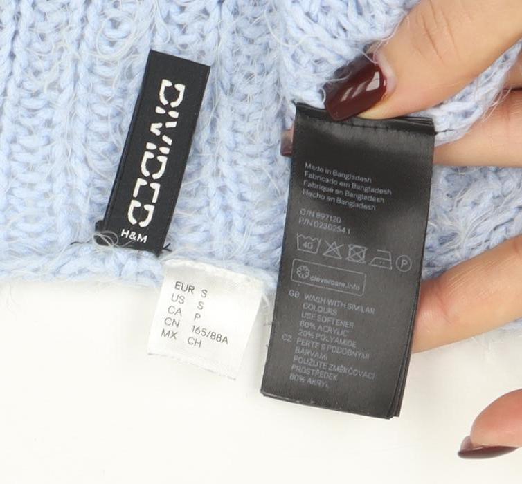 H&M Divided Women's Blue Open-Knit Pullover Jumper Size S