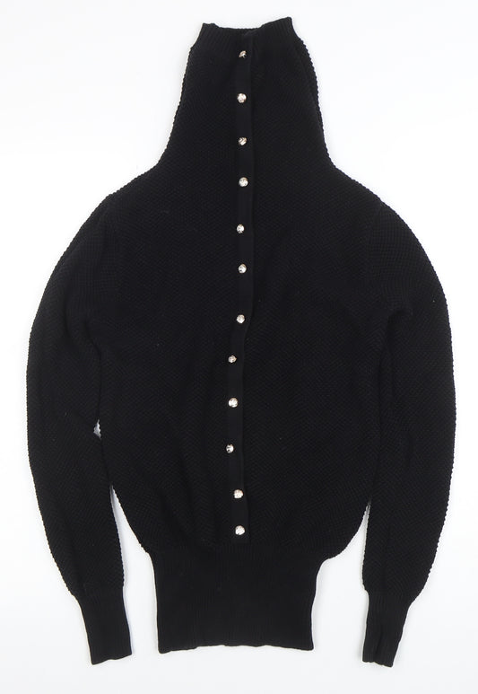 SELECTION Womens Black High Neck Button Knit Cardigan XL