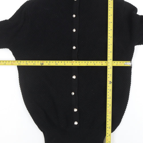 SELECTION Womens Black High Neck Button Knit Cardigan XL