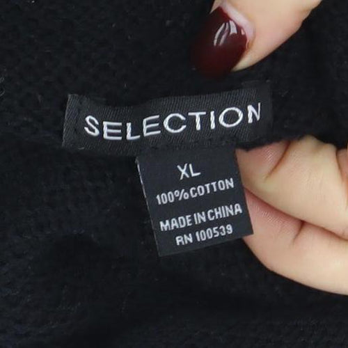 SELECTION Womens Black High Neck Button Knit Cardigan XL