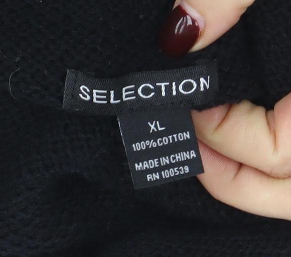 SELECTION Womens Black High Neck Button Knit Cardigan XL