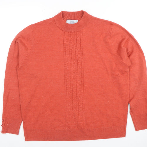Honor Millburn Women's Orange Cable-Knit Mock Neck Jumper M