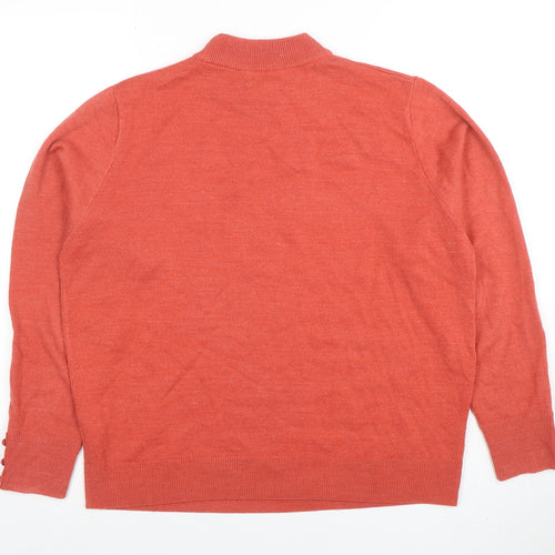 Honor Millburn Women's Orange Cable-Knit Mock Neck Jumper M