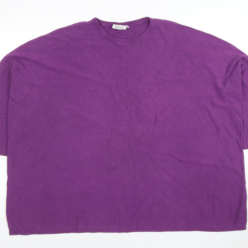 Masai Womens Purple Tunic Blouse XL Cotton Blend Relaxed Fit