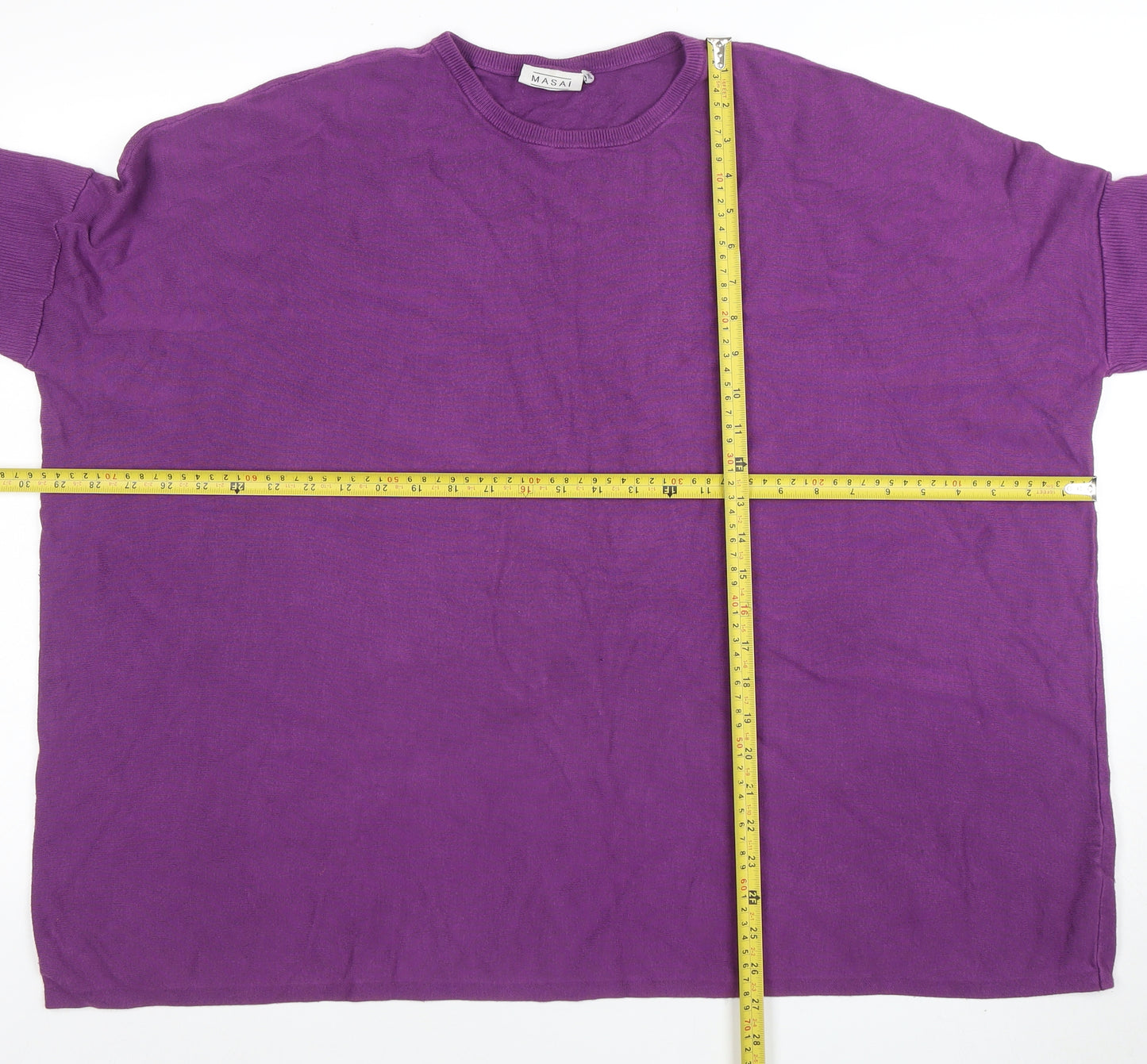 Masai Womens Purple Tunic Blouse XL Cotton Blend Relaxed Fit