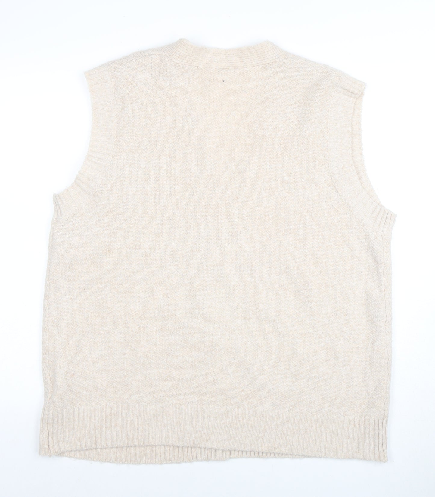 Dreamers by Debut Women Beige Cable-Knit Button Cardigan Vest M/L