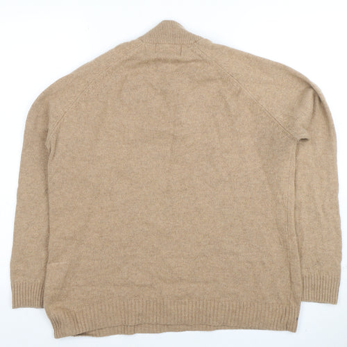 Marks and Spencer Men’s Beige Wool Half Zip Jumper Size L