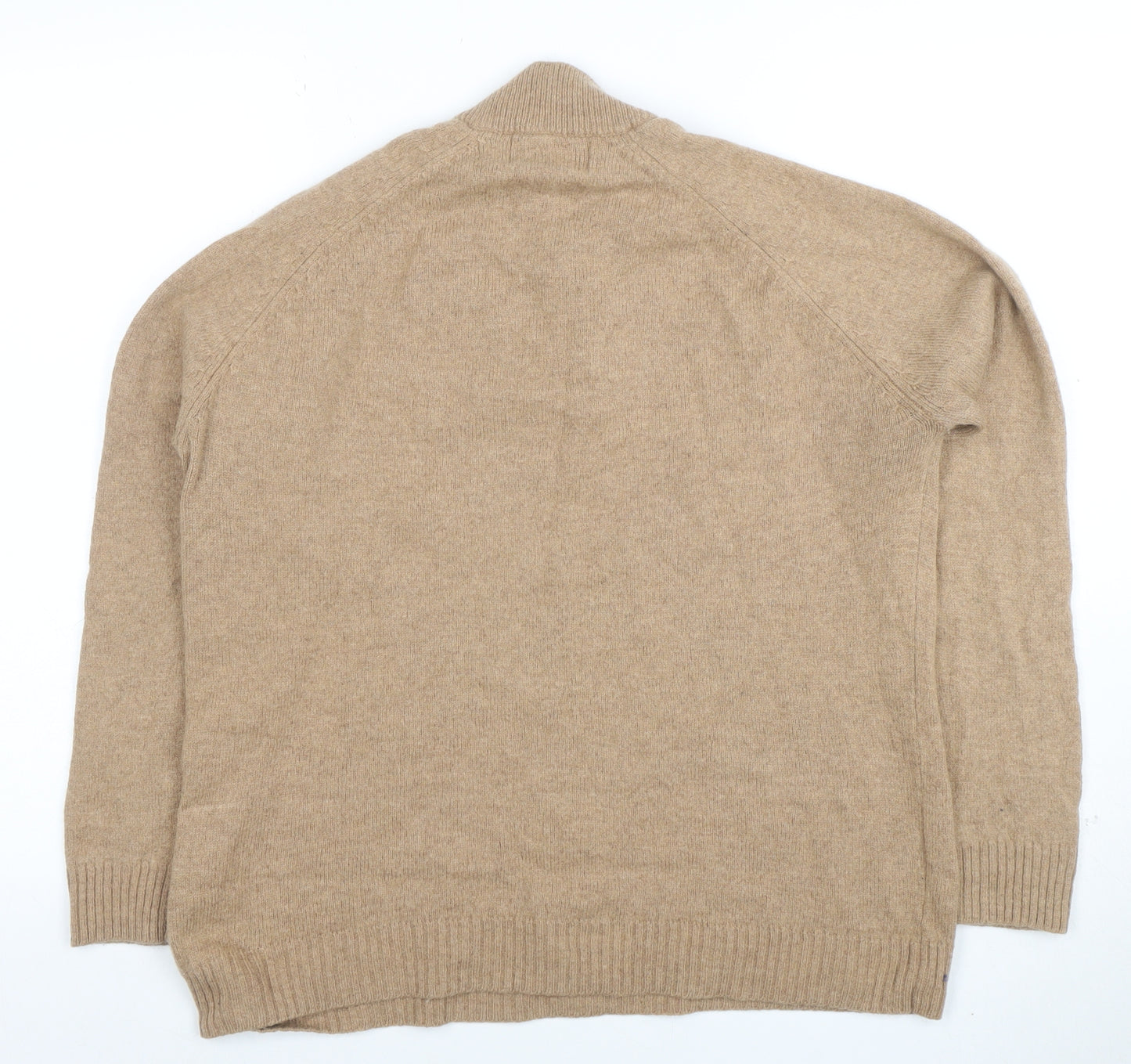 Marks and Spencer Men’s Beige Wool Half Zip Jumper Size L