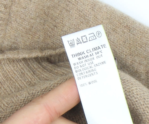 Marks and Spencer Men’s Beige Wool Half Zip Jumper Size L