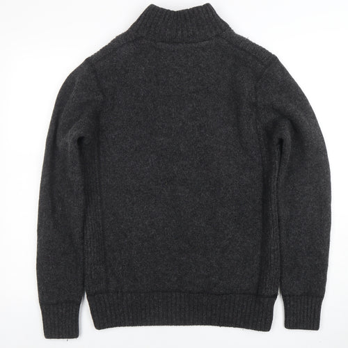 Next Men's Grey Wool Blend Henley Jumper Size M