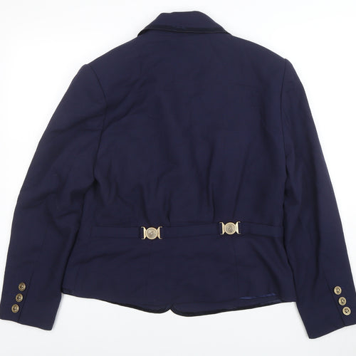 Together Women Navy Blue Single-Breasted Blazer UK 14 Polyester Viscose