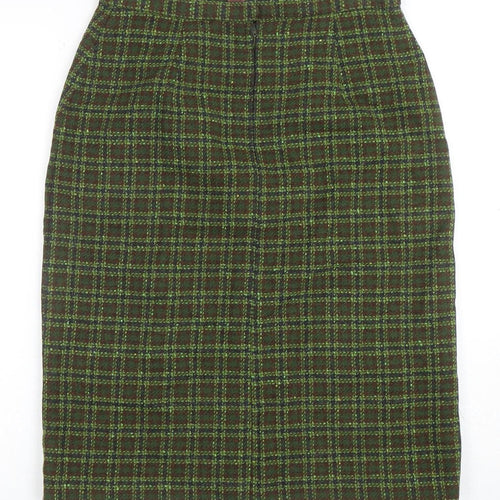Pendleton Womens Green Wool Tweed Plaid Pencil Skirt M Retro Vintage