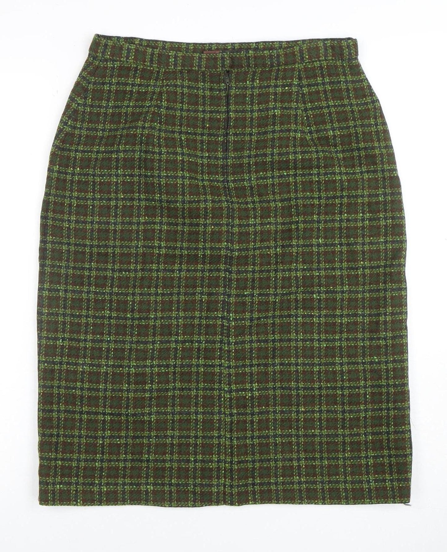 Pendleton Womens Green Wool Tweed Plaid Pencil Skirt M Retro Vintage