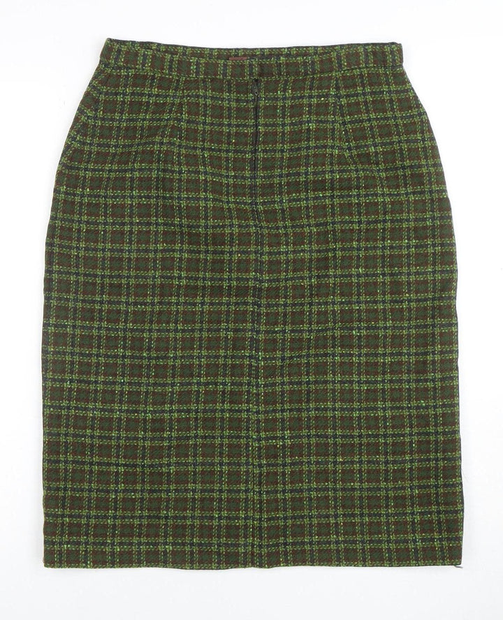 Pendleton Womens Green Wool Tweed Plaid Pencil Skirt M Retro Vintage