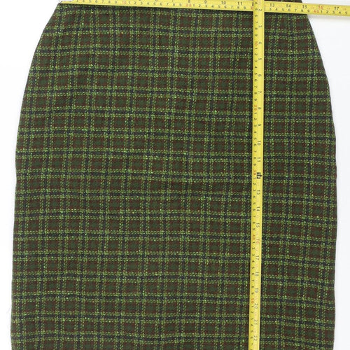 Pendleton Womens Green Wool Tweed Plaid Pencil Skirt M Retro Vintage