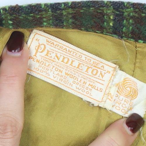 Pendleton Womens Green Wool Tweed Plaid Pencil Skirt M Retro Vintage
