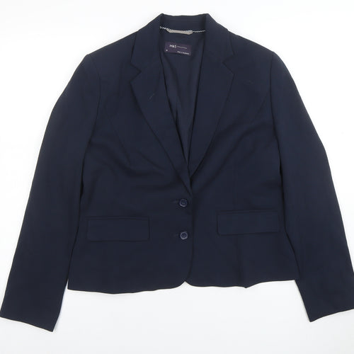 Marks and Spencer Women Navy Blue Size 14 Classic Blazer Jacket