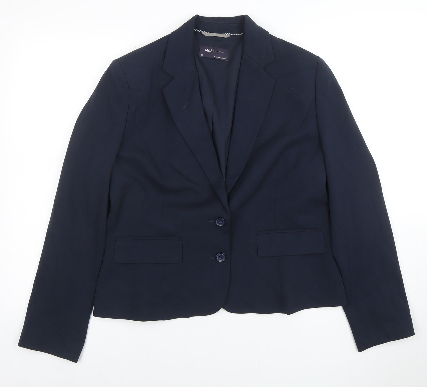 Marks and Spencer Women Navy Blue Size 14 Classic Blazer Jacket