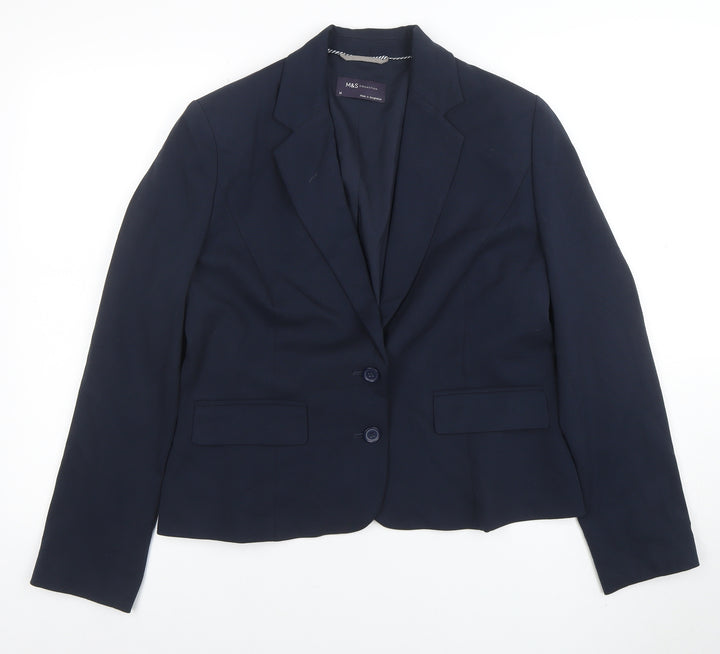 Marks and Spencer Women Navy Blue Size 14 Classic Blazer Jacket